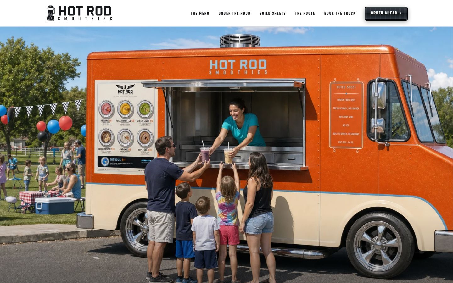 The Hot Rod Smoothies website homepage
