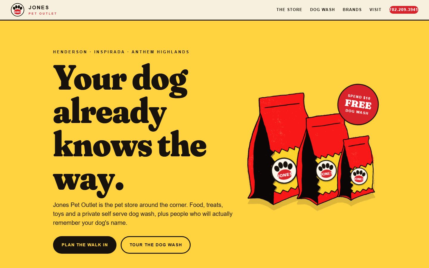 The Jones Pet Outlet website homepage